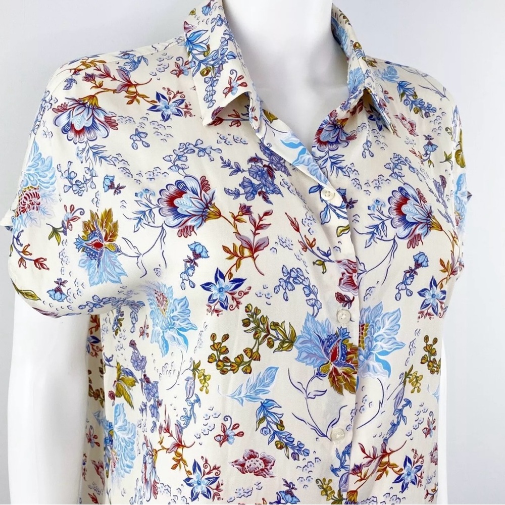 Joie Size Small Floral Print Women's Top - Multicolor 100% Polyester. EUC - Picture 4 of 8